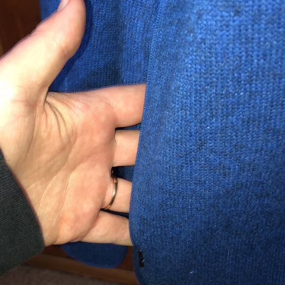 L.L bean mens blue zip up fleece sweater coat size large slightly fitted - Picture 4 of 6